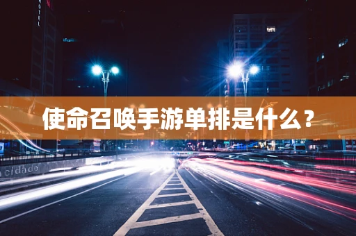 使命召唤手游单排是什么？